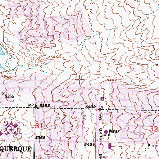 Topographic Map of Albuquerque Police Department John Carrillo Memorial Substation Northeast Command, NM