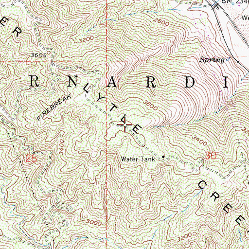 Topographic Map of Lower Lytle Creek Ridge, CA
