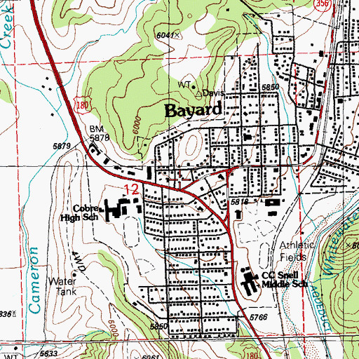 Topographic Map of Bayard Police Department, NM