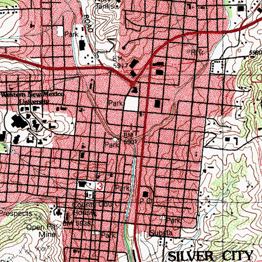 Topographic Map of Silver City Police Department, NM