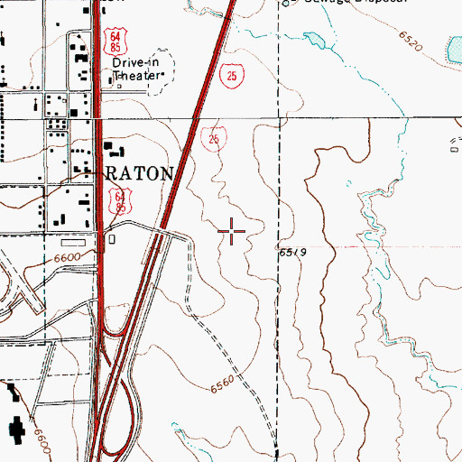 Topographic Map of New Mexico State Police District 2 Raton, NM