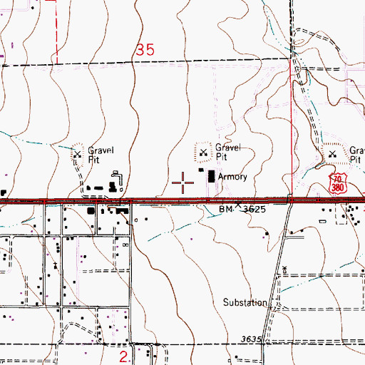 Topographic Map of New Mexico State Police District 3 Roswell, NM