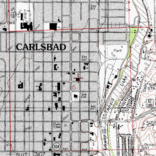 Topographic Map of New Mexico State Police District 3 Carlsbad, NM