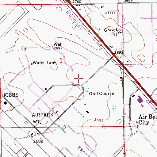 Topographic Map of New Mexico State Police District 3 Hobbs, NM