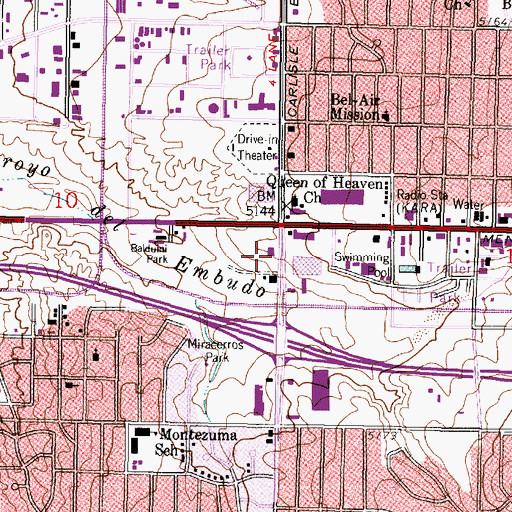 Topographic Map of New Mexico State Police District 5 Albuquerque, NM