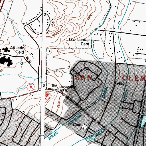Topographic Map of New Mexico State Police District 5 Los Lunas, NM