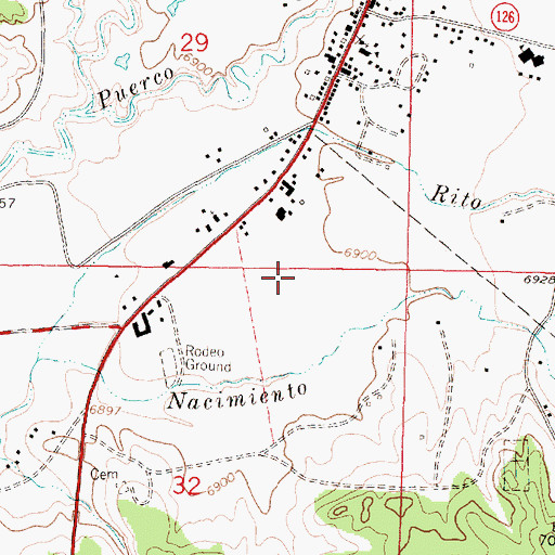Topographic Map of New Mexico State Police Station District 5 Cuba, NM