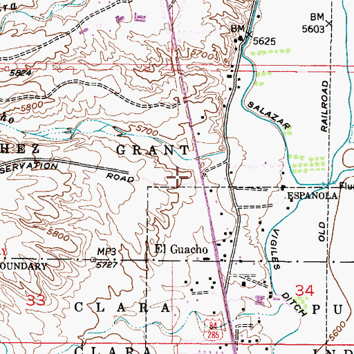 Topographic Map of New Mexico State Police District 7 Espanola, NM