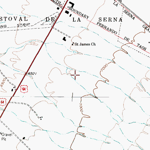 Topographic Map of New Mexico State Police District 7 Taos, NM