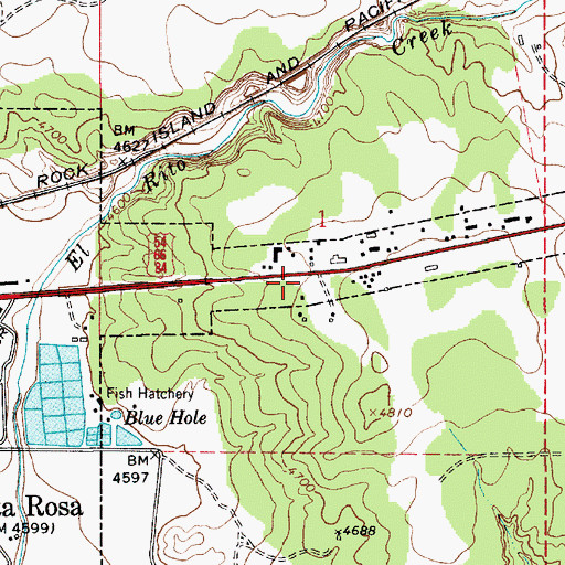 Topographic Map of New Mexico State Police District 9 Santa Rosa, NM