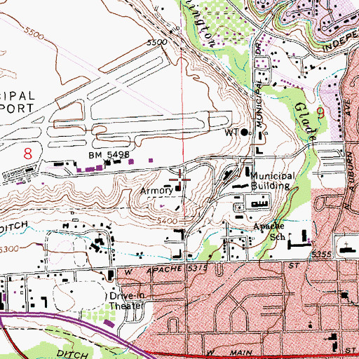 Topographic Map of New Mexico State Police District 10 Farmington, NM