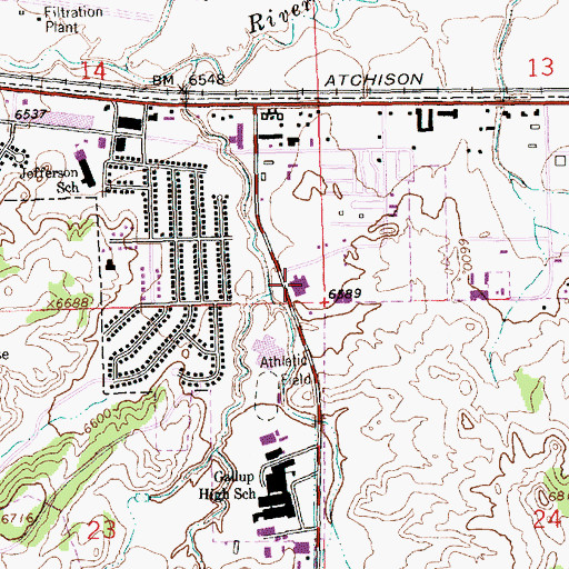Topographic Map of Gallup Police Department, NM