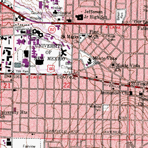 Topographic Map of Albuquerque Police Department Triangle Substation, NM