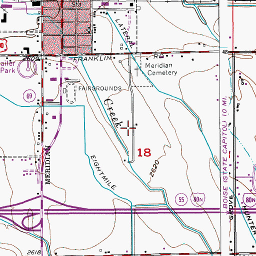Topographic Map of Idaho State Police, ID