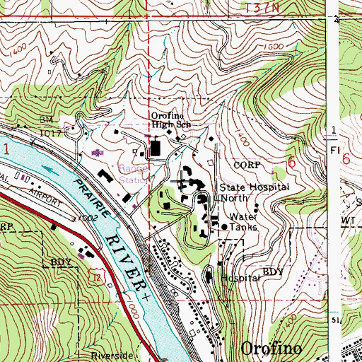 Topographic Map of Idaho Correctional Institution - Orofino, ID