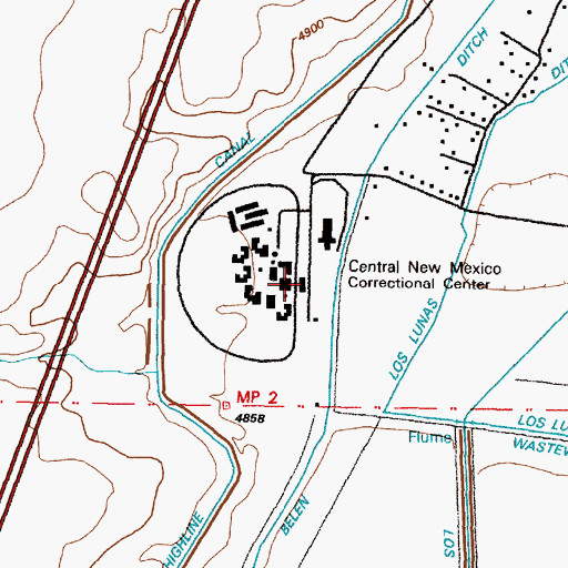 Topographic Map of Central New Mexico Correctional Facility Level II, NM