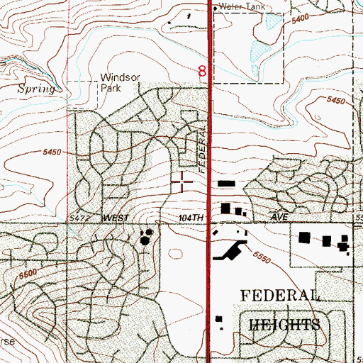 Topographic Map of Westminster Post Office, CO