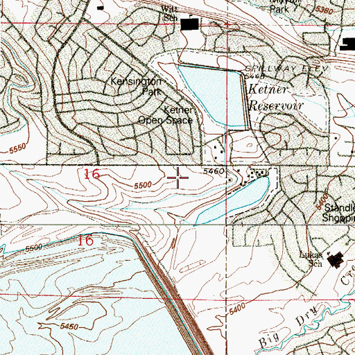 Topographic Map of Wayne Carle Middle School, CO