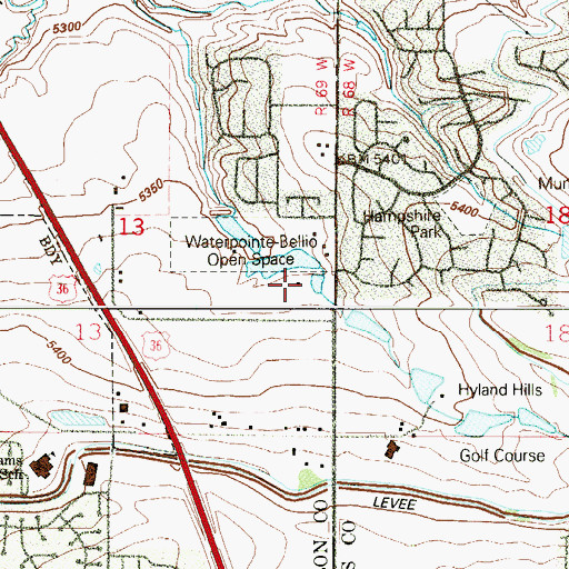 Topographic Map of Hyland Christian School, CO
