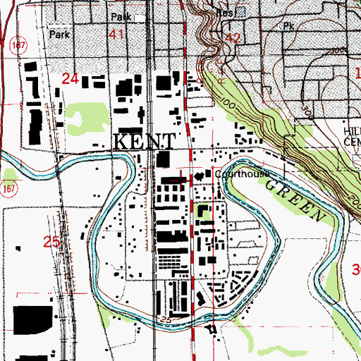 Topographic Map of Kent City Corrections Facility, WA