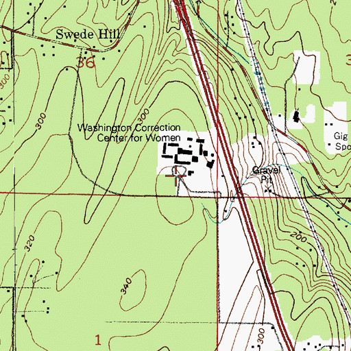 Topographic Map of Washington Corrections Center for Women, WA