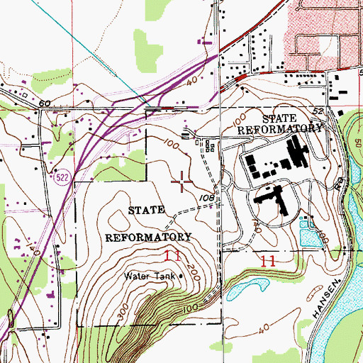 Topographic Map of Monroe Correctional Complex, WA