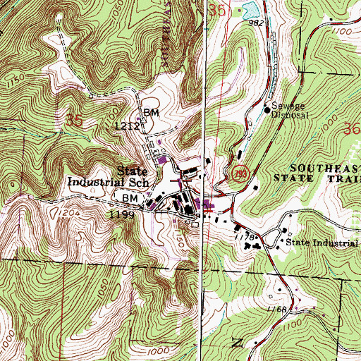 Topographic Map of Southeastern Correctional Institution, OH