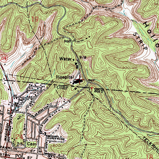 Topographic Map of Hocking Correctional Facility, OH