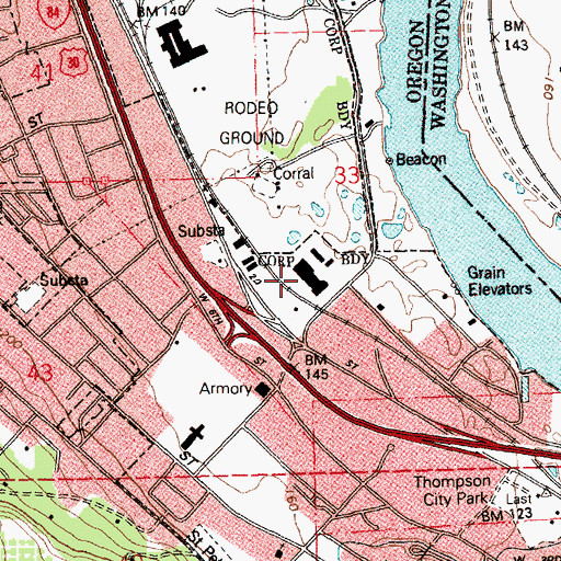 Topographic Map of Northern Oregon Regional Correctional Adult Facility, OR