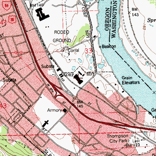 Topographic Map of Northern Oregon Regional Correctional Juvenile Facility, OR