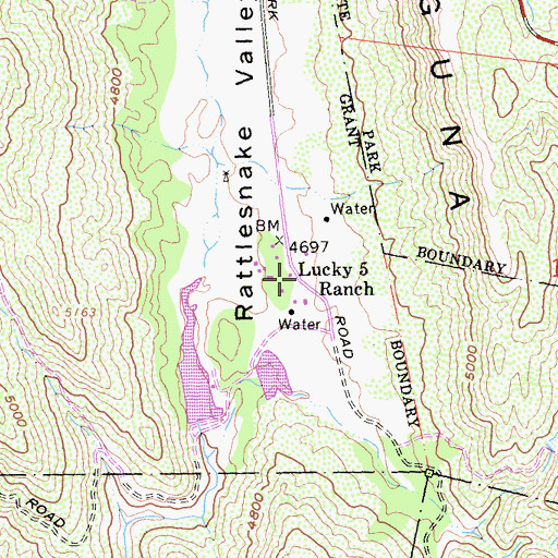 Topographic Map of Lucky Five Ranch, CA