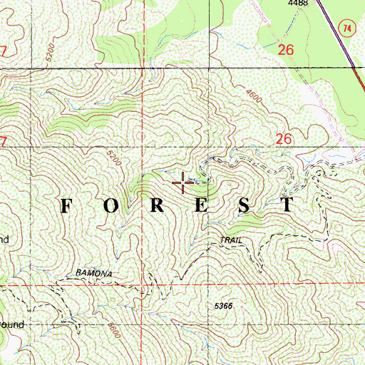 Topographic Map of Lucky Deer Mine, CA