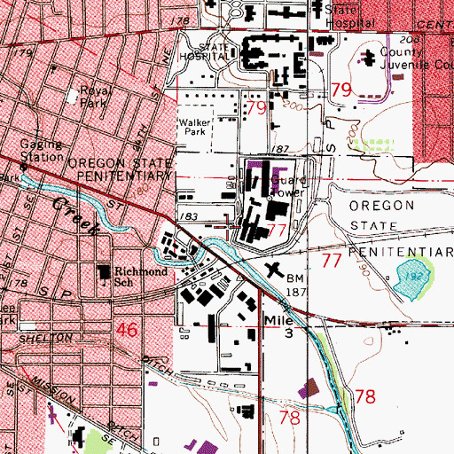 Topographic Map of Oregon State Penitentiary, OR