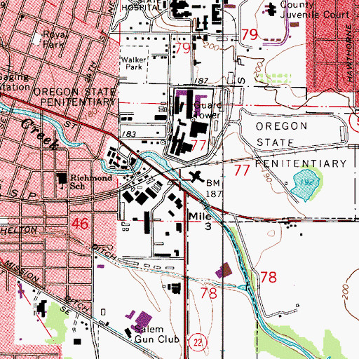 Topographic Map of Oregon State Penitentiary Minimum Security, OR