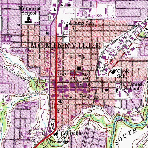 Topographic Map of Yamhill County Juvenile Detention Center, OR