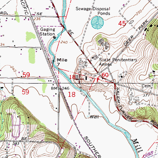 Topographic Map of Mill Creek Correctional Facility, OR