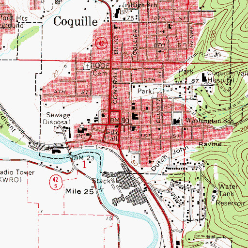 Topographic Map of Coos County Jail, OR