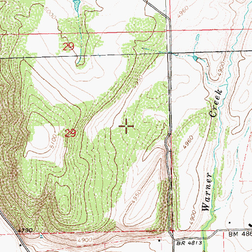 Topographic Map of Warner Creek Correctional Facility, OR