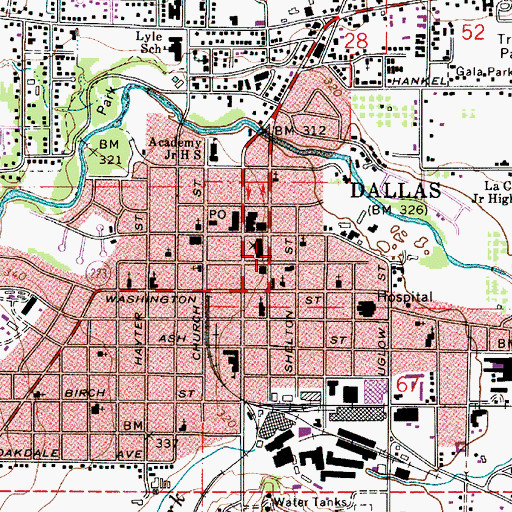 Topographic Map of Polk County Jail, OR
