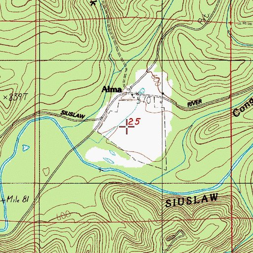 Topographic Map of Lane County Forest Work Camp, OR