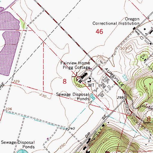 Topographic Map of Santiam Correctional Facility, OR