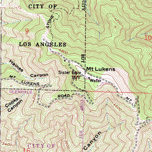 Topographic Map of Mount Lukens, CA