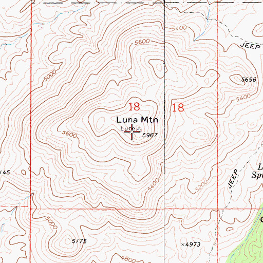 Topographic Map of Luna Mountain, CA