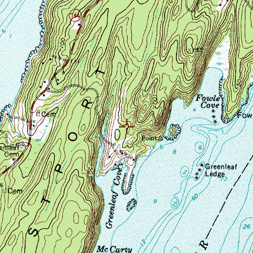 Topographic Map of Parsons Greenleaf Cemetery, ME