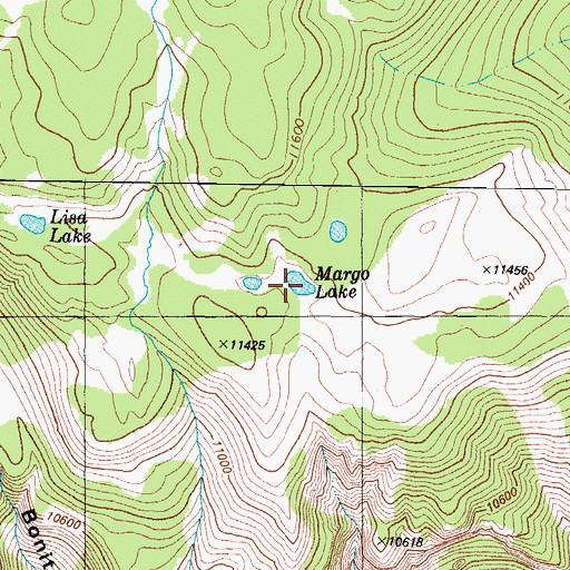 Topographic Map of Margo Lake, CO