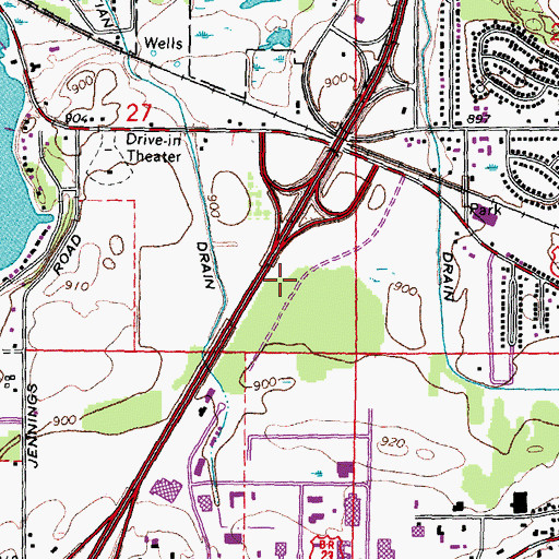 Topographic Map of Fenton Cinema (historical), MI