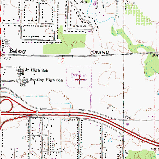 Topographic Map of Miracle Twin Drive-In (historical), MI