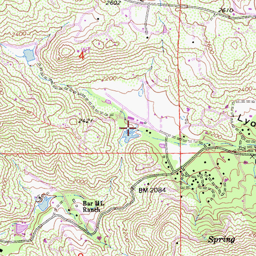 Topographic Map of Lyons Valley, CA