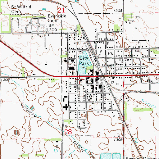 Topographic Map of Sanborn County Courthouse, SD