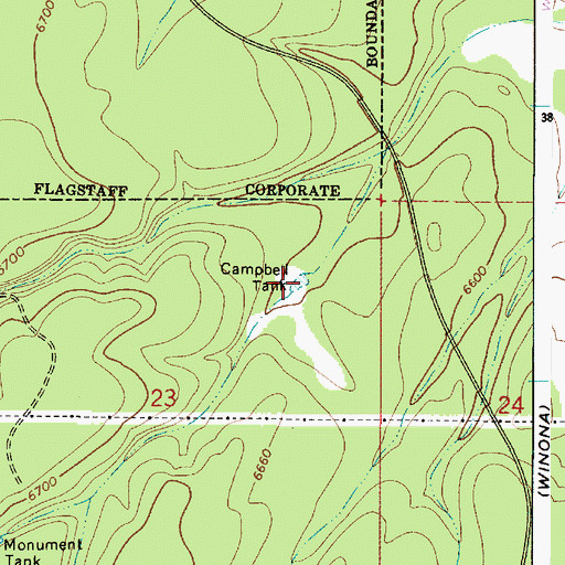 Topographic Map of Campbell Tank, AZ